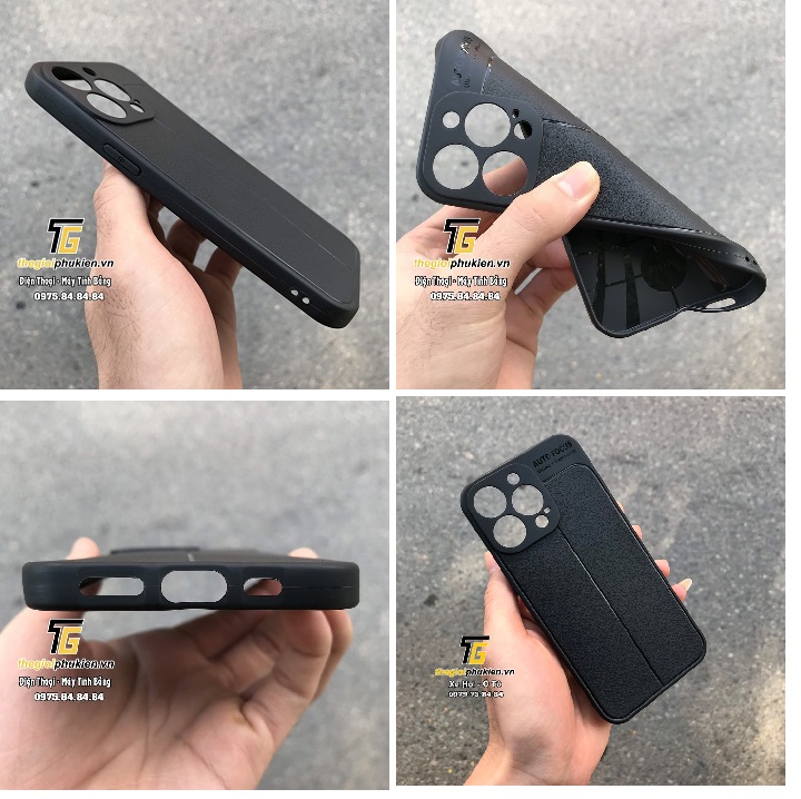 Ốp lưng iphone 13 pro, 13 pro max silicon giả da auto focus