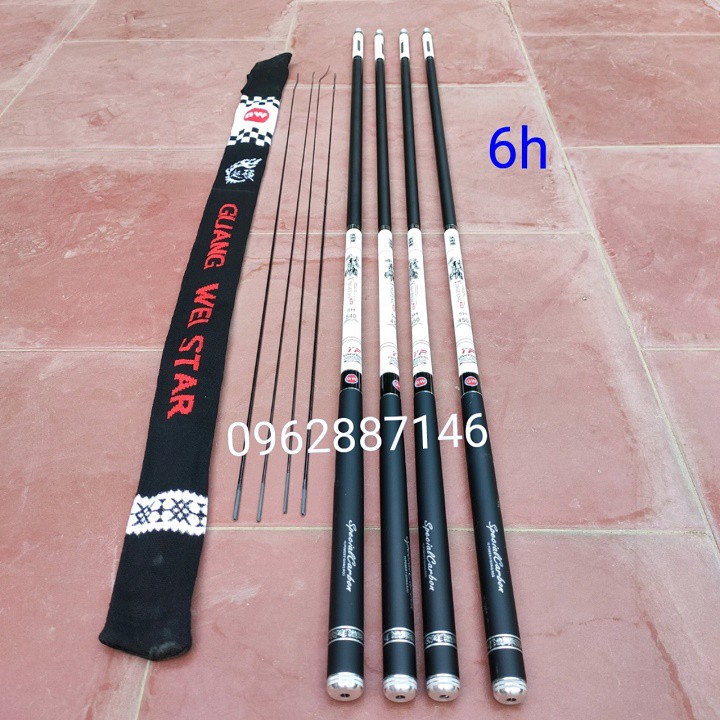 Cần câu tay gw 6H catbon xoắn tặng ngọn phụ - Cam kết bảo hành đổi trả trong 2 tuần đầu