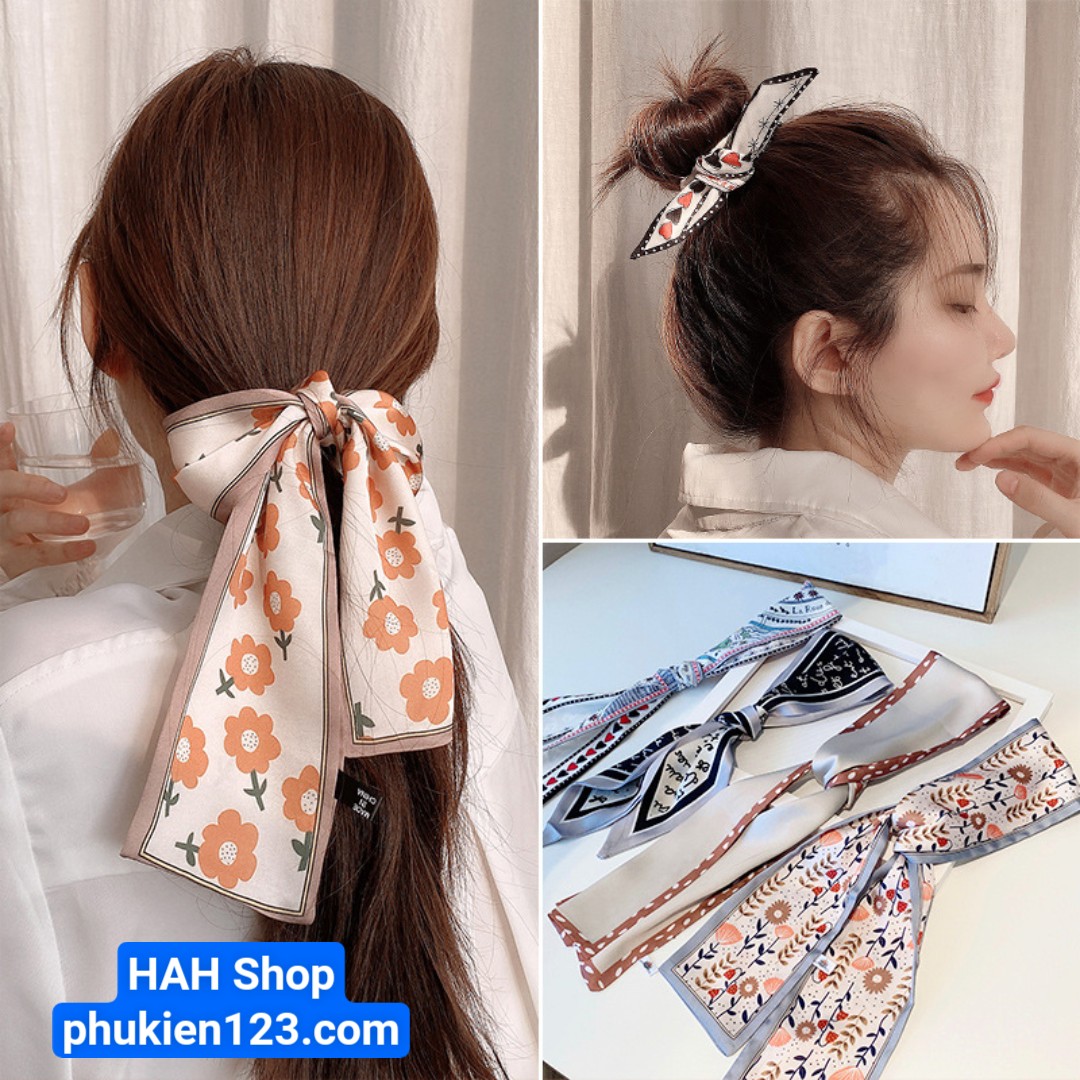 Khăn lụa buộc tóc, phụ kiện buộc tóc xinh xắn phong cách hàn quốc dành cho phụ nữ