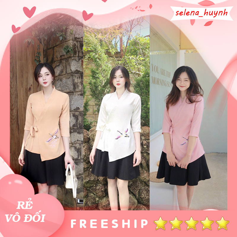 Set KIMONO cách tân thêu hạc