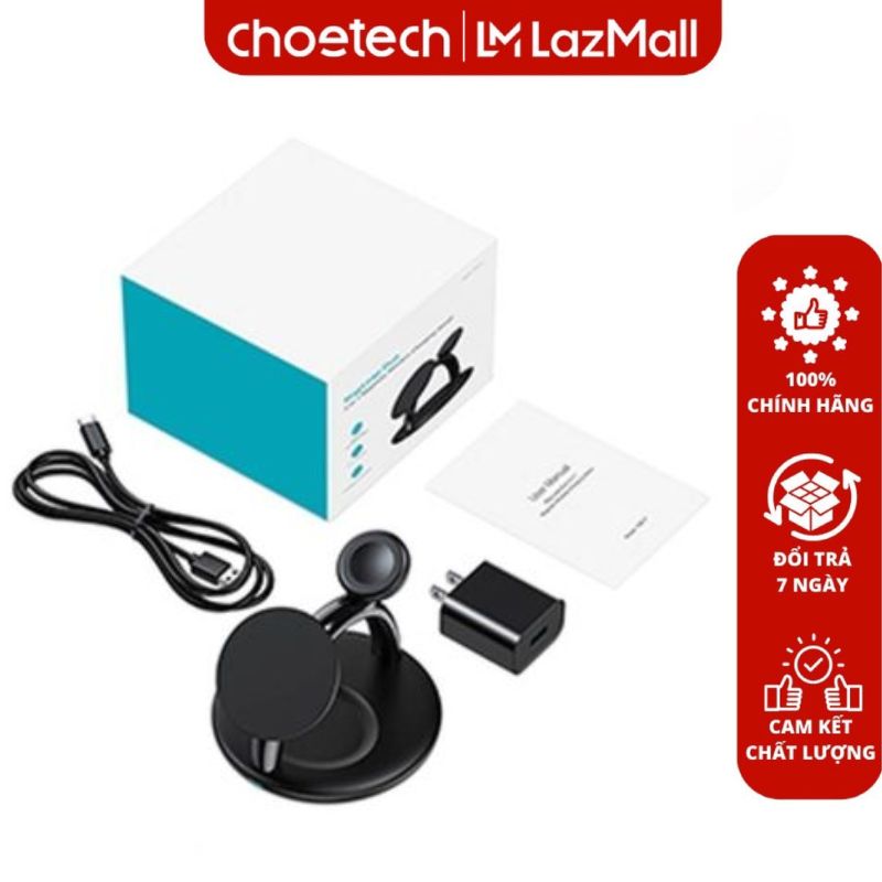 Đế sạc không dây Magsafe 3 in 1 Choetech T587-F dành cho IPHONE, AIRPODS
