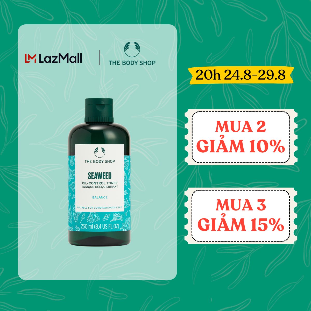 Nước Cân Bằng Da Seaweed Clarifying Toner 250ml THE BODY SHOP