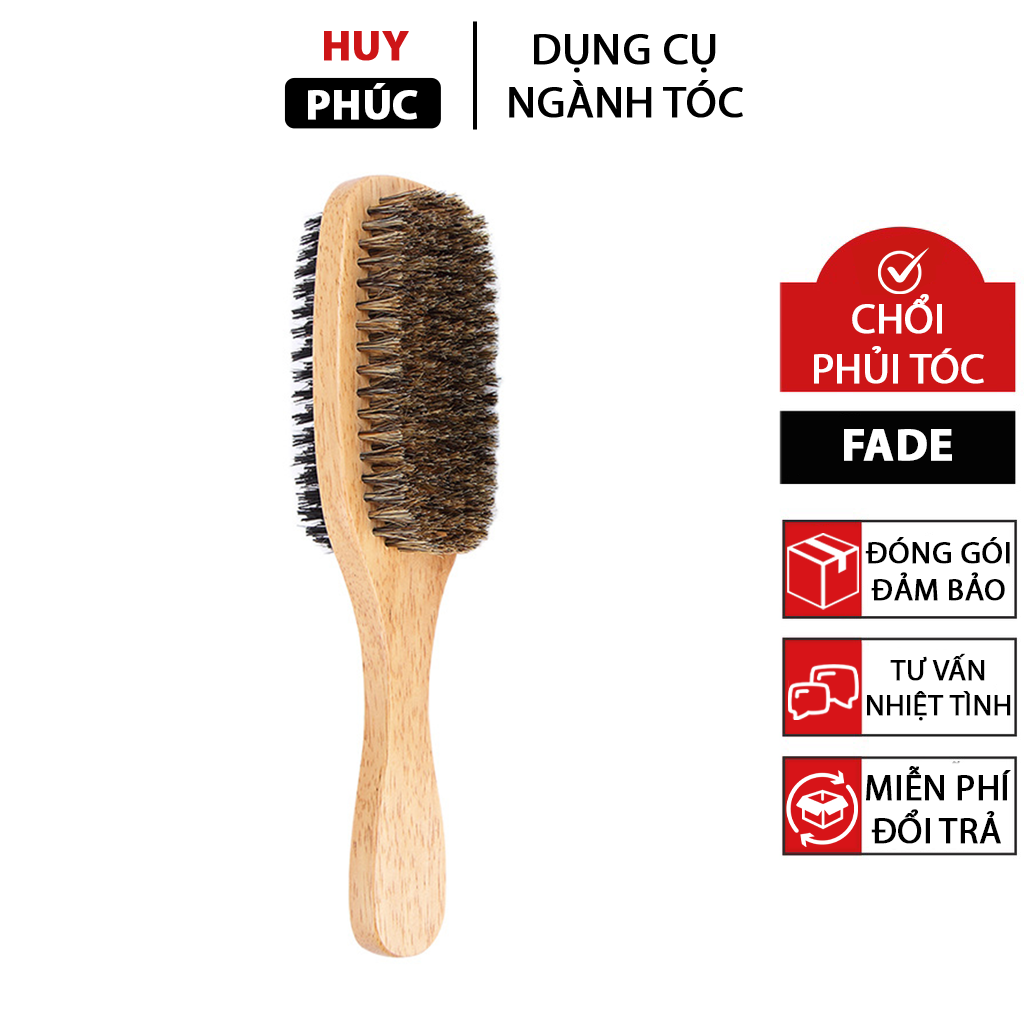 Chổi phủi tóc Barber nam chuyên Fade, cây phủi tóc cán gỗ CP13