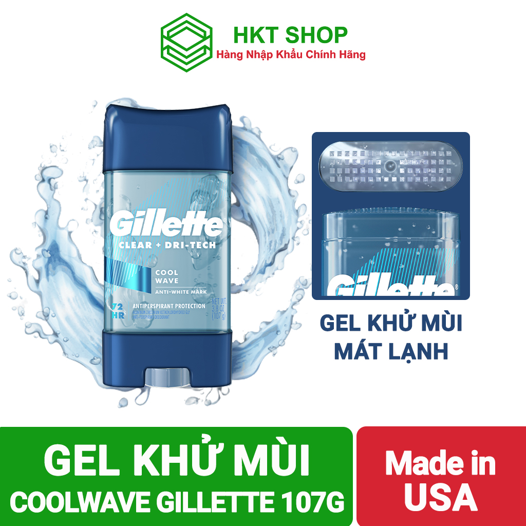 [HCM][USA] Lăn Khử Mùi Gillette Cool Wave Clear gel 107g - HKT Shop