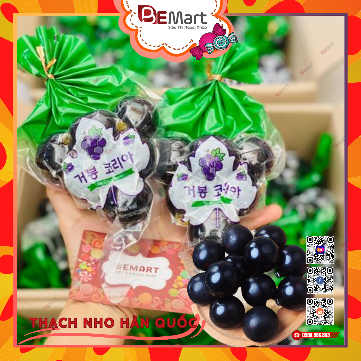 Thạch nho nổ big grape gói 210gr- hàn quốc