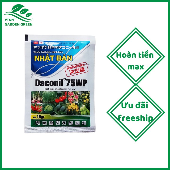Thuốc trừ nấm bệnh Nhật Bản Daconil 75WP 15g thán thư, đốm lá, chống thối bông thối quả