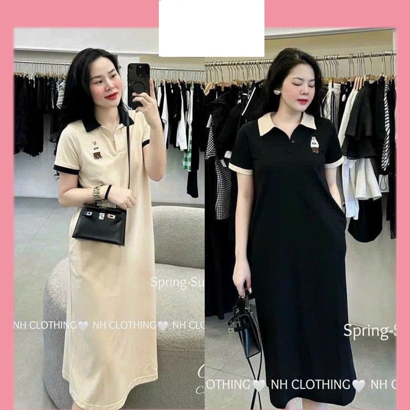 Đầm Bầu Váy Bầu Sơ Mi Polo Dáng Xuông Công Sở - V38