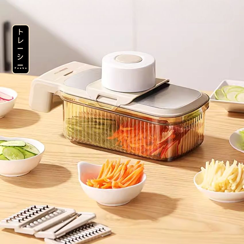 Bộ nạo sợi rau củ đa năng FEEKA 5 lưỡi dao, đồ bào rau củ INOX đa năng cao cấp nhỏ gọn