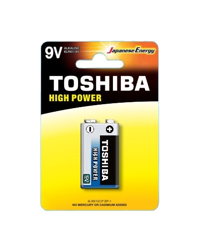 Pin vuông Alkaline Toshiba, 9V, không sạc, vỉ 1 viên, 6LR61GCP BP1