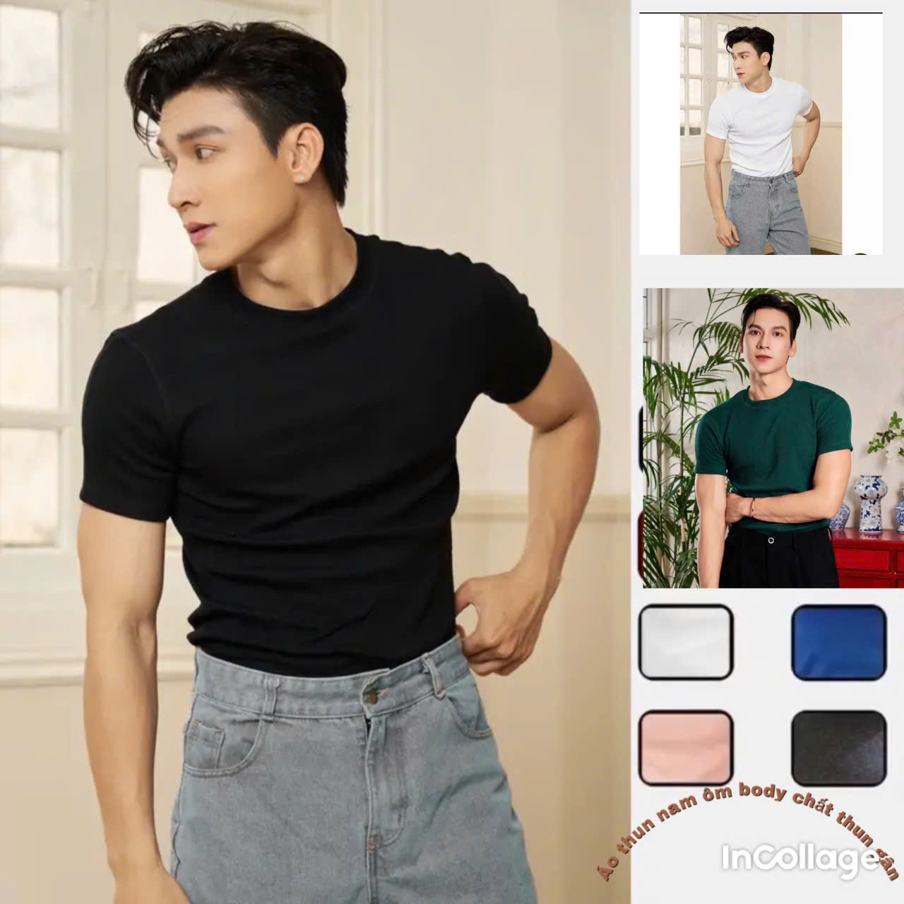 Áo Thun Nam Ôm Body Chất Thun Gân Lạnh Co Dãn 4 CHIỀU Thoáng Mát