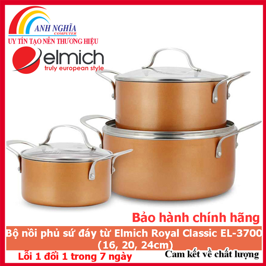 Bộ nồi phủ sứ an toàn đáy từ Elmich Royal Classic EL-3700