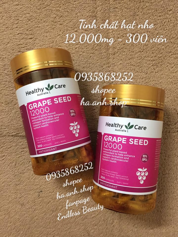 Grape seed 12000 healthy care 300 viên- tinh chất hạt nho