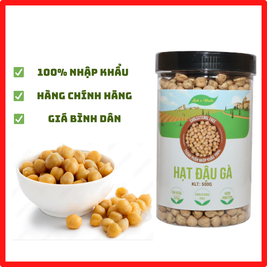 Hạt đậu gà hữu cơ Let's Nuts hộp 500g nhập khẩu từ Canada dùng làm sữa đậu, salad, súp.