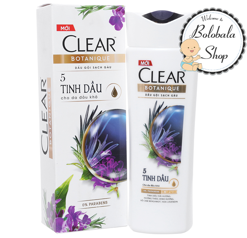 [HCM]Dầu gội sạch gàu Clear Botanique 5 tinh dầu 180g (175ml) dành cho da đầu khô