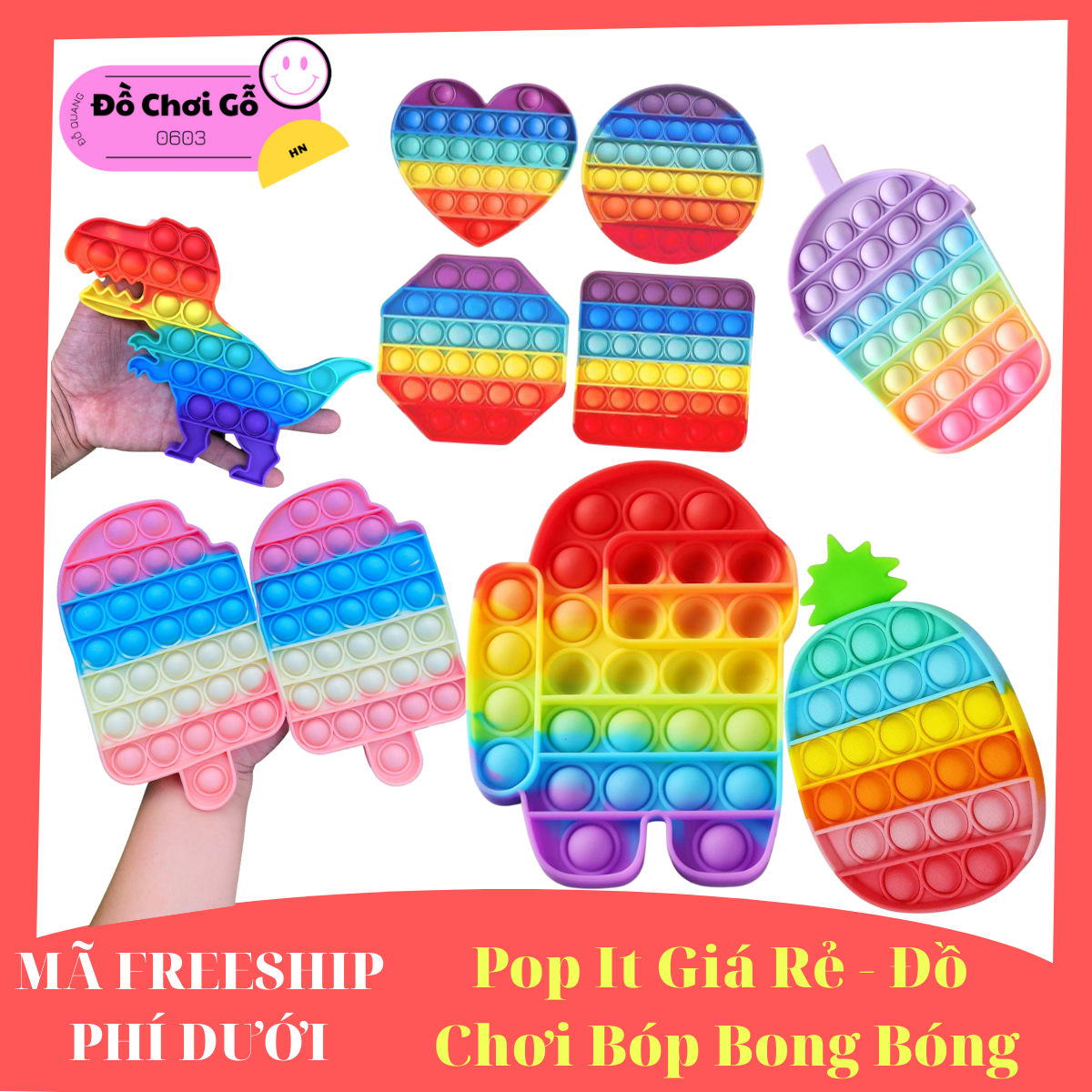 Pop It Giá Rẻ - Đồ Chơi Bóp Bong Bóng Thư Giãn Xả Stress - pop it khổng lồ, pop it mini, pop it among us, pop it đồ chơi, pop it đồ chơi rẻ, pop it giá rẻ 1k khổng lồ, pop it giá rẻ 10k, pop it khổng lồ - Đồ Chơi Gỗ 0603