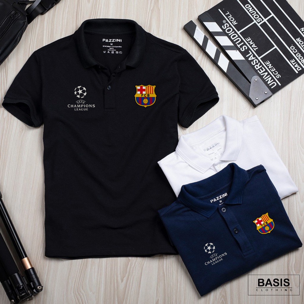 áo thun có cổ áo polo nam nữ barca siêu đẹp, chất vải cotton cá sấu gai mịn thời trang thể thao than