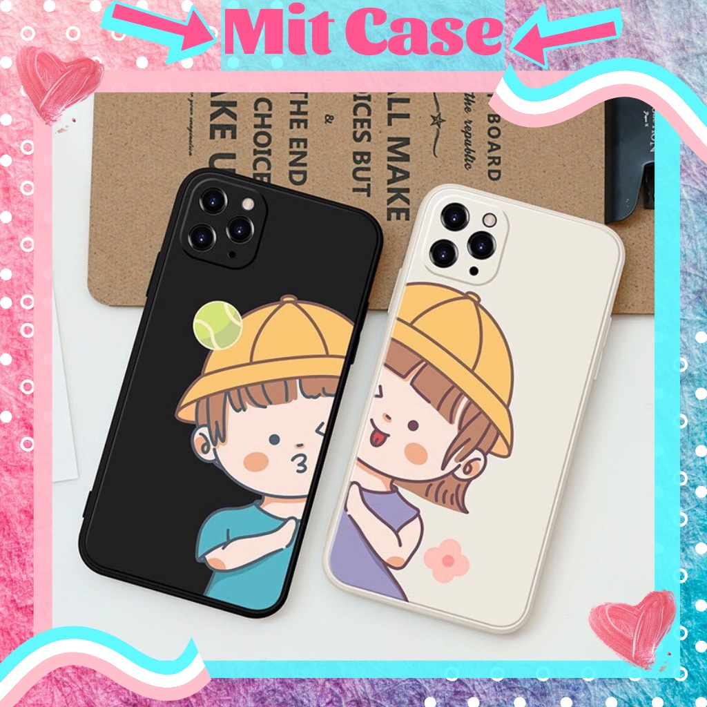 Ốp lưng iPhone Ốp TPU Dẻo Đôi Cạnh Vuông Cặp Đôi Trai Gái Mũ Vàng Kiss iPhone 6/6plus/6s/6splus/7/7plus/8/8plus/x/xs/xs max/11/11 pro max/12/12pro/12promax