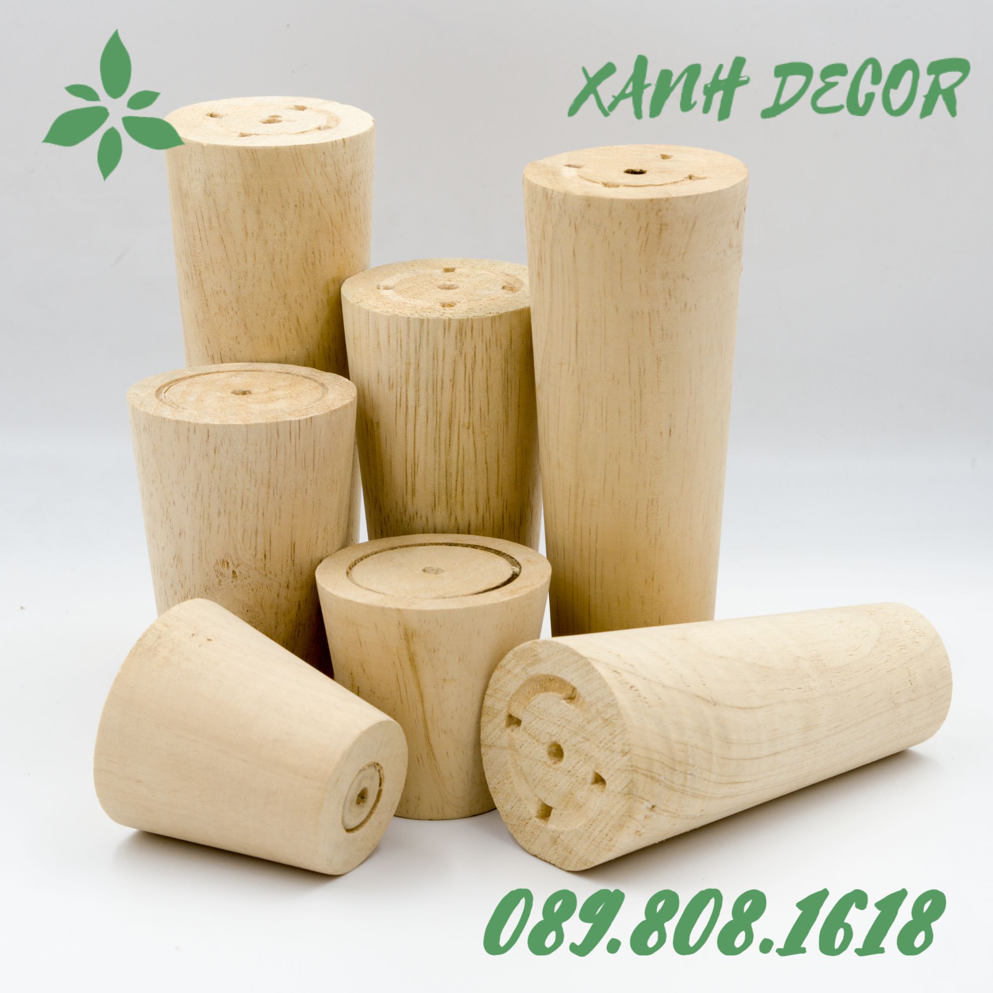 Chân ghế SOFA gỗ cao su Xanh Decor pad tròn