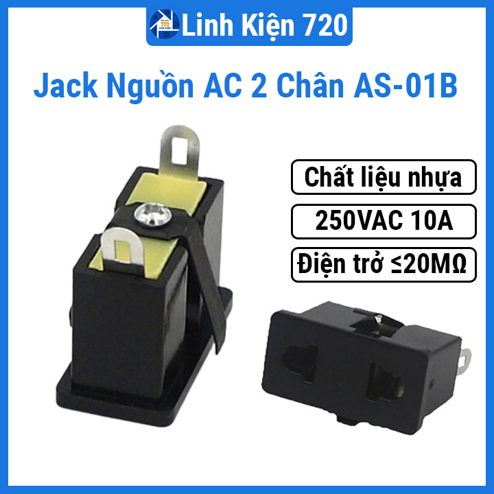 Giắc cắm nguồn AC AS-01B 2 chân, phích cắm nguồn điện tiện lợi