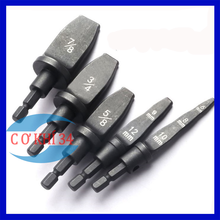 Bộ 5 Loe Ống Đồng, Bộ Lã Ống Đồng Bằng Khoan Chuôi Lục Giác