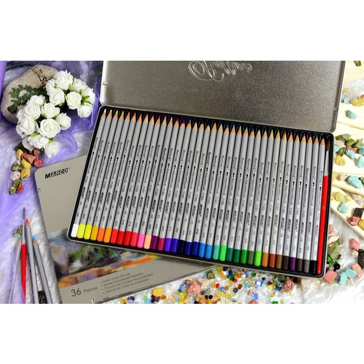 #sugi-art#- chì màu nước marco raffine hộp thiếc 36 màu