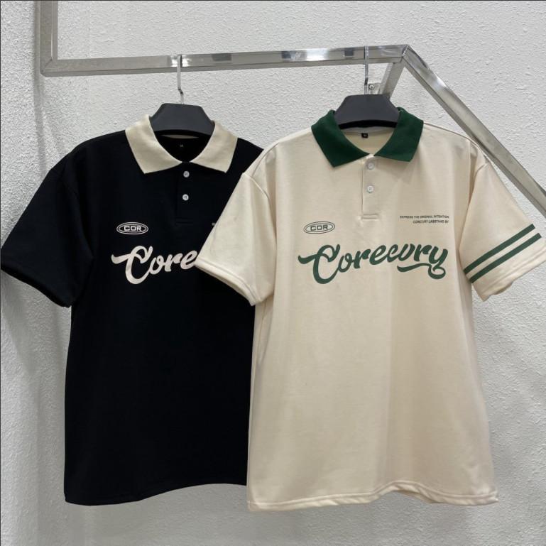 Áo thun polo unisex tay lỡ form rộng , áo thun cổ bẻ nam nữ chất cotton SU mềm,