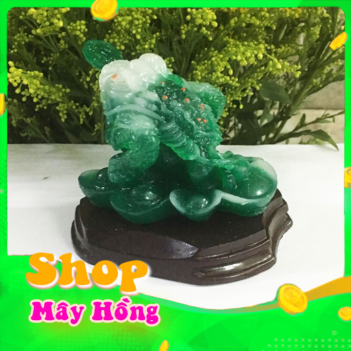 Tượng cóc thiềm thừ phong thủy - cóc 3 chân may may mắn màu xanh hợp mệnh mộc