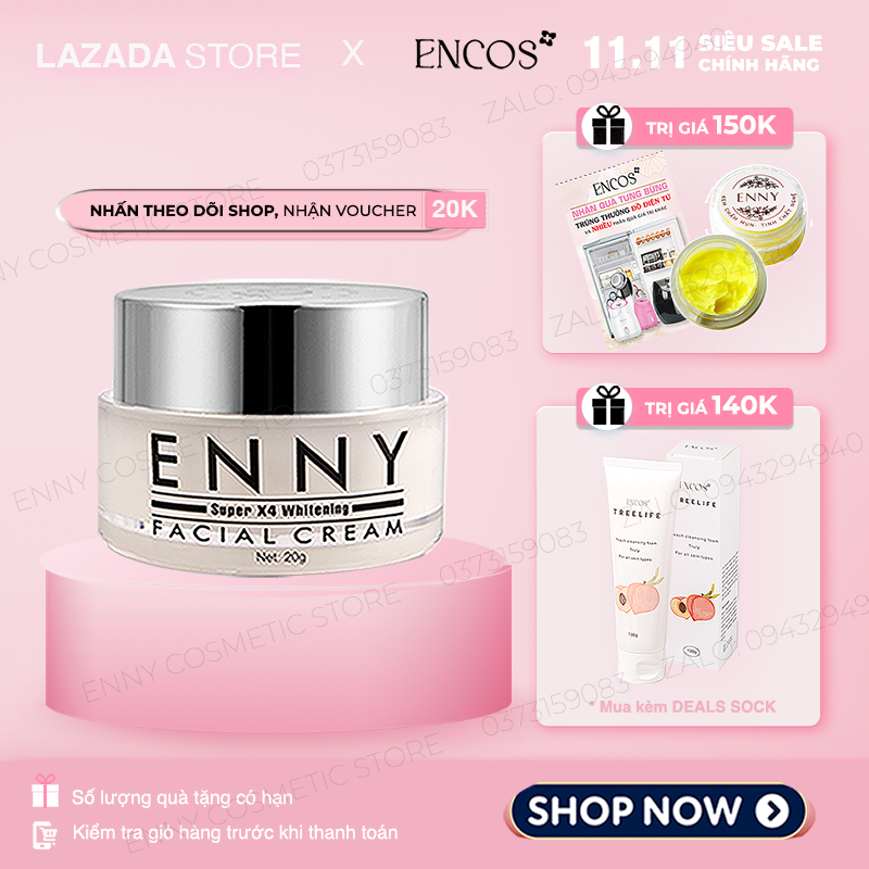 Kem dưỡng trắng da ban đêm face x4 mix nhuỵ hoa nghệ tây enny 30 gram tặng kem chấm mụn nghệ