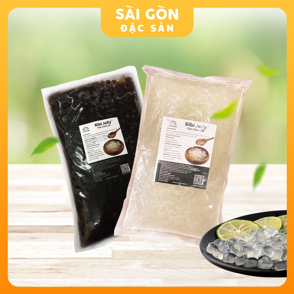 Trân châu 3Q BiBi Jelly Làm Trà Sữa Trân Châu 2kg 2 Vị Caramel và Trắng Ngọc Trai