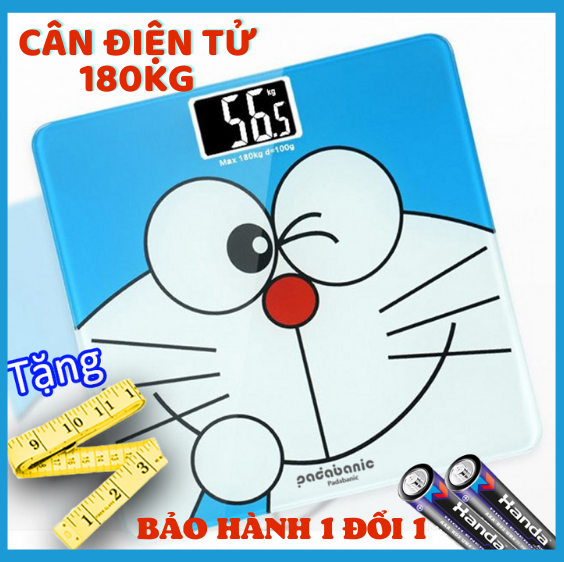 [TẶNG KÈM THƯỚC DÂY, FREESHIP] CÂN ĐIỆN TỬ SỨC KHỎE GIA ĐÌNH HÌNH DOREMON CỰC ĐÁNG YÊU - CÂN ĐIỆN TỬ 180KG CÂN CỰC CHUẨN XÁC  - CÂN ĐIỆN TỬ KÍNH CƯỜNG LỰC ĐO NHIỆT ĐỘ CỰC CHUẨN