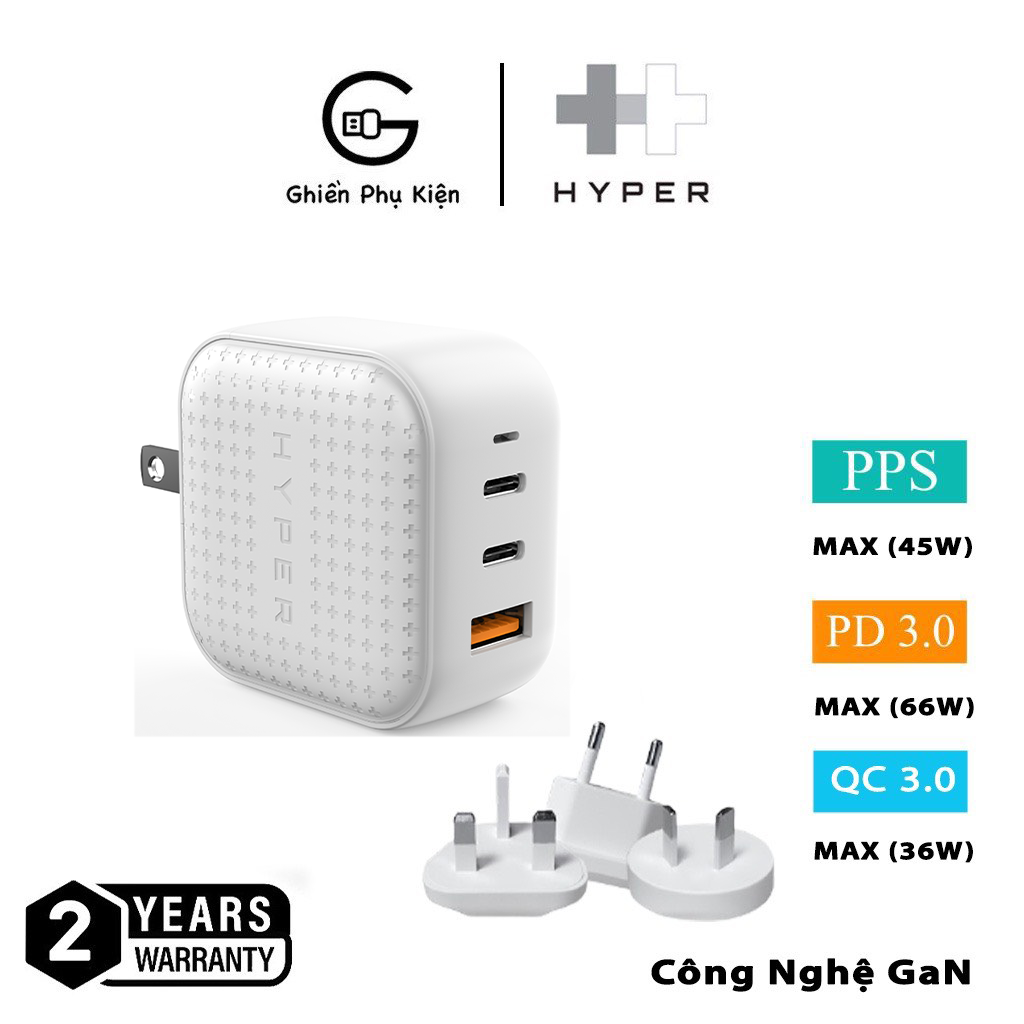 Sạc Đa Cổng HYPERJUICE USA 66W GAN PD/QC3.0 Và PPS (2C1A) – Hàng Chính Hãng