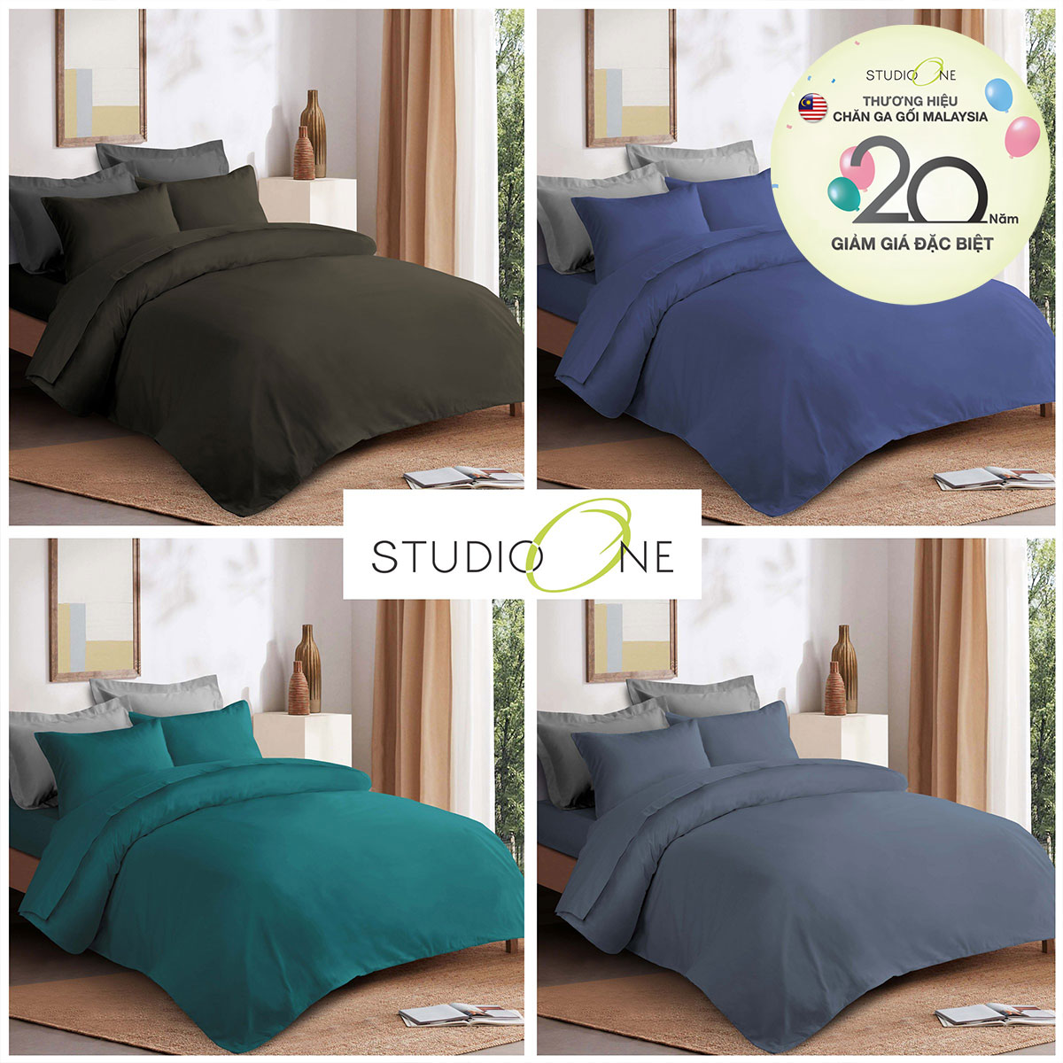 Bộ ga giường và Chăn chần bông Studio One Welden MicroXT, gồm 5 món