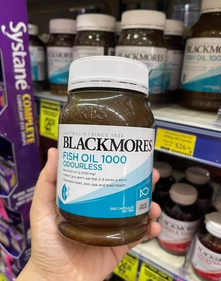 Dầu cá không mùi Úc Blackmores - Hộp 200 viên Blackmores Fish Oil Odourless 1000mg
