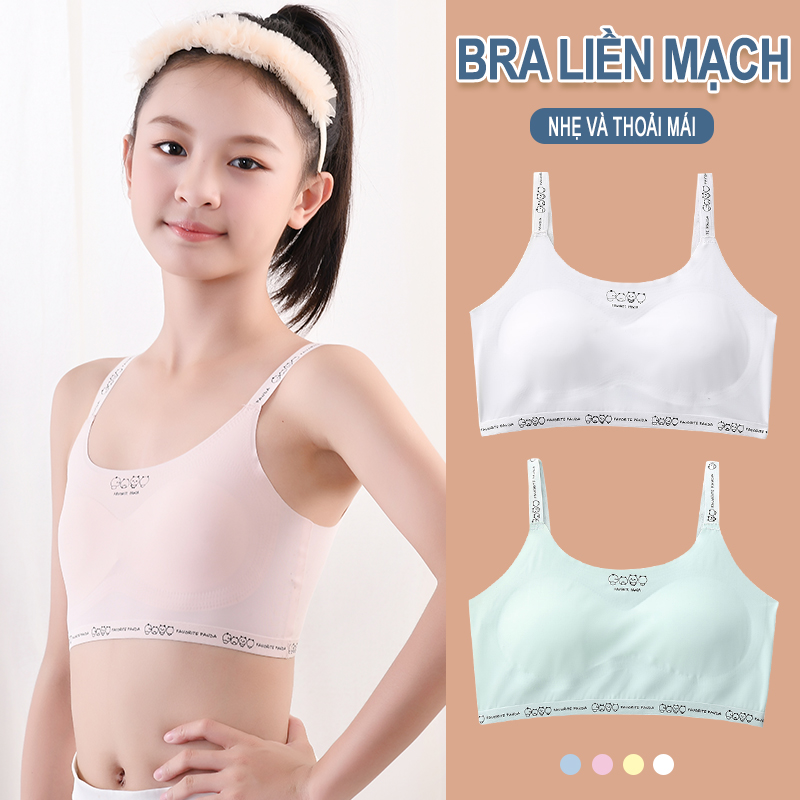 Trẻ em bằng cotton đào tạo thể thao áo ngực mềm đồ lót Thanh Niên Áo nữ sinh vị thành niên áo vest áo ngực không dây 8-16 tuổi