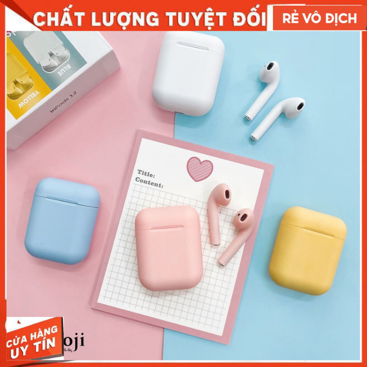 Tai Nghe Bluetooth i12 CHÍNH HÃNG Cảm Ứng Nhỏ Gọn Đủ Màu Nghe Nhạc Cực hay, BẢO HÀNH 12 THÁNG