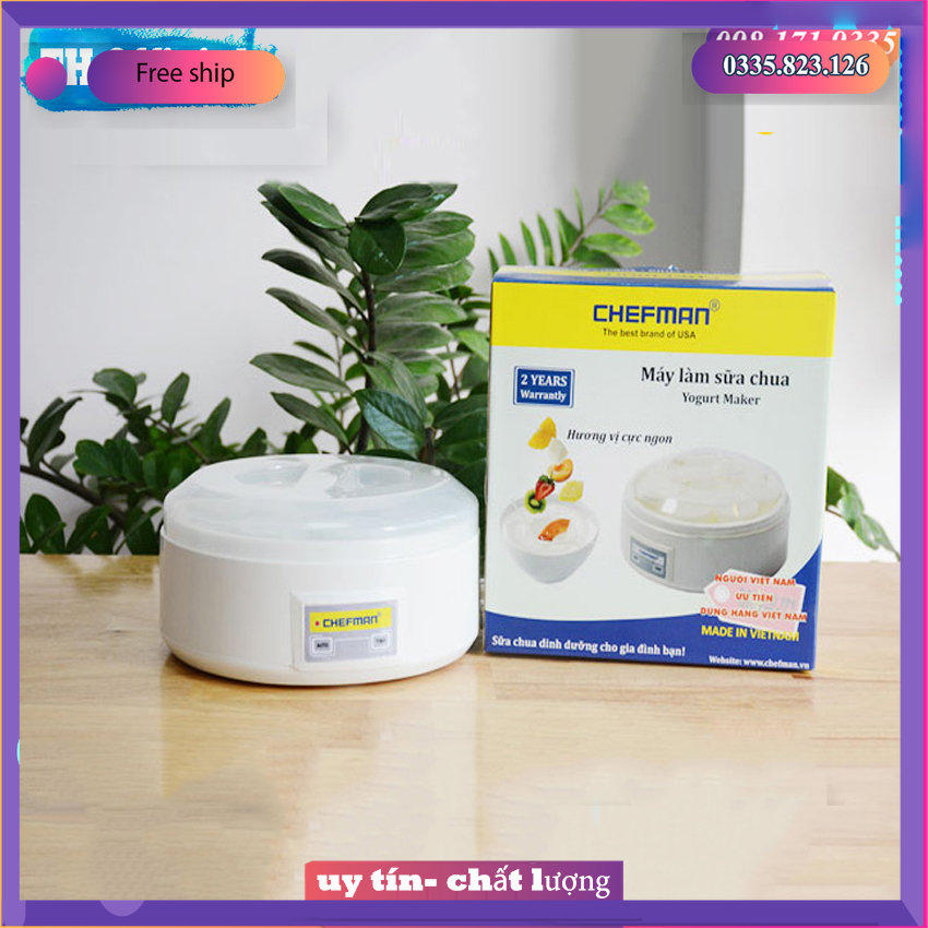 Máy làm sữa chua CHEFMAN CM-302T chính hãng, 2 chế độ làm sữa chua tại nhà nhanh chóng ,8 cốc đựng thủy tinh, tiện dụng giải nhiệt mùa hè