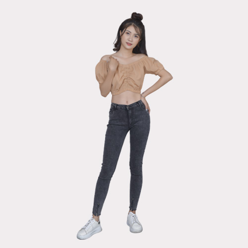 [HCM]Quần Dài Nữ  Leggin Kaki Co Giản Giả Jean Lưng Cao Dáng Skinny Ôm Giãn Sẽ Ống Thời Trang Mới Thời Trang Công Sở Kkw07