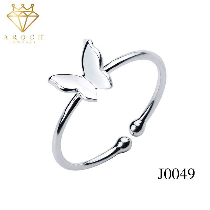 Nhẫn nữ hở bạc ý s925 freesize cánh bướm mùa xuân j0049 - aroch jewelry