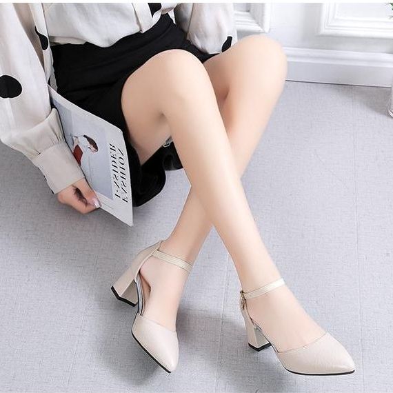 Giày mũi nhọn mã lnc4 phối dây hở gót cao 5cm