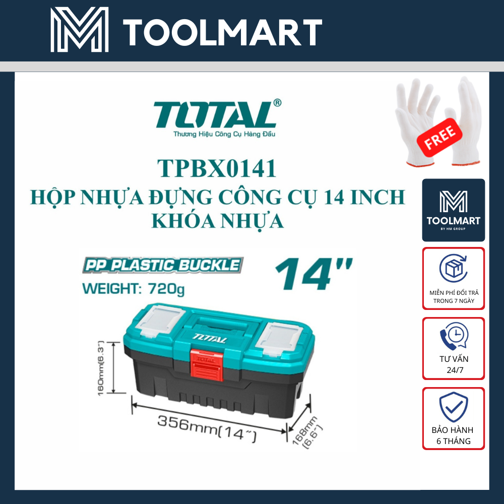 14" thùng đựng đồ nghề khóa nhựa total - hàng chính hãng - tpbx0141