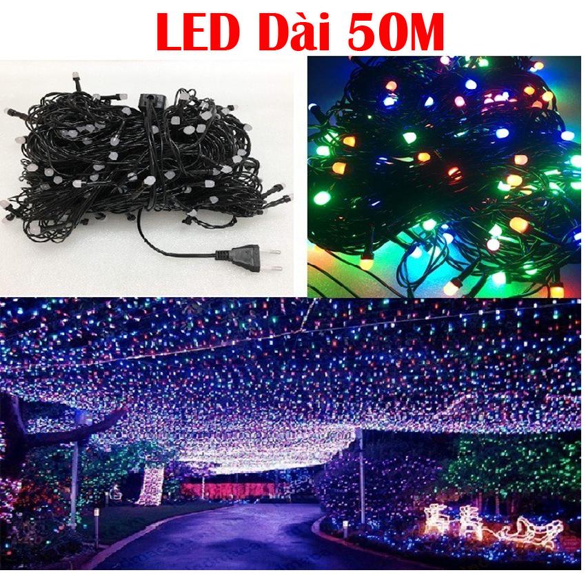 Dây đèn Led dài 50m Chớp nháy nhiều màu trang trí Gia Đình, Quán, Noel, ... Chúc Mừng Năm Mới Tết 2021