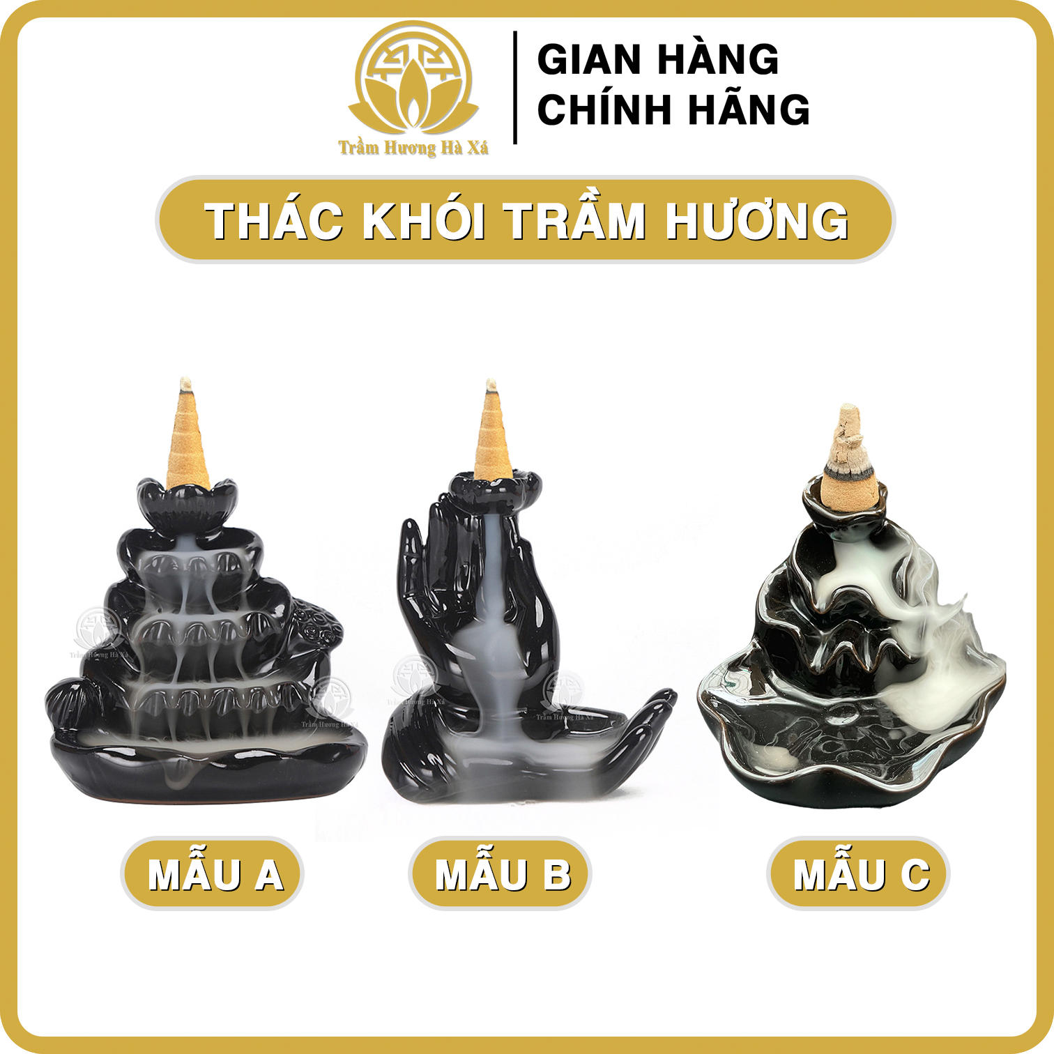 Thác khói xông đốt trầm hương phong thủy bằng sứ tạo khói ngược thu hút tài lộc Trầm Hương Hà Xá