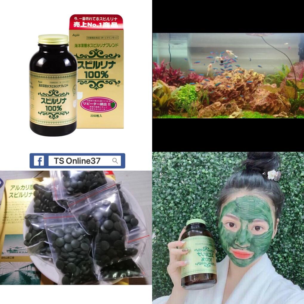 [100Viên] Tảo Xoắn Spirulina - Tảo Nhật - Thức Ăn Cho Cá Làm đẹp và đắp mặt nạ