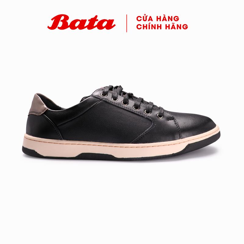 Giày Sneaker Nam Da Thật Màu Đen Bata 854-6299