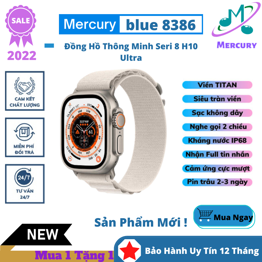 Đồng Hồ Thông Minh H10 Pro Ultra Bản Nâng Cấp - Đồng Hồ Smart Watch Seri 8 - Viền Thép Cao Cấp, Màn Hình Tràn Viền 1,96 inch, Có Chốt Giữ Dây, Nghe Gọi Trực Tiếp - Sạc Không Dây, Chống Nước IP68, Theo Dõi Sức khỏe,Chơi Game,Pin Trâu