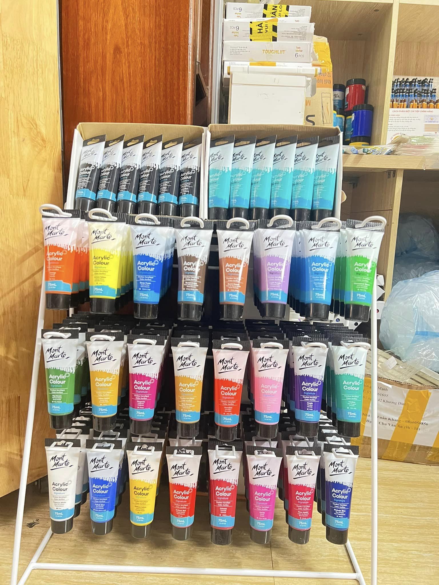 Màu Acrylic Mont Marte Tuýp 75ml vẽ đa chất liệu, vẽ lên vải canvas, vẽ tường, vẽ gỗ