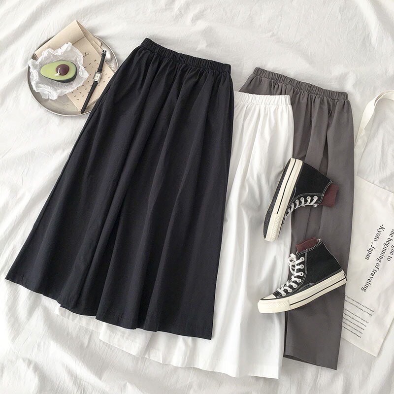 Chân váy đũi dáng dài style Hàn Quốc Chân váy vintage Quảng Châu Đầm nữ