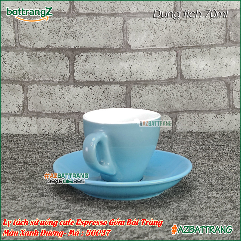 [70ML] Ly tách sứ uống cafe Espresso màu xanh Cabe Gốm Bát Tràng