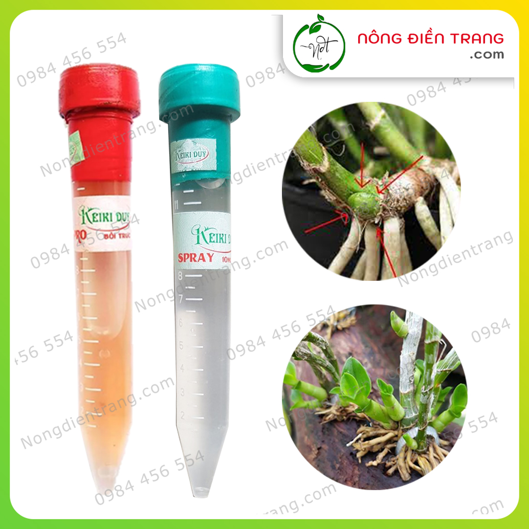 Bộ đôi dung dịch kích mầm, kích chồi keiki duy xanh + đỏ - ống 10ml - kích thích ra chồi hoa, mắt ngủ cho cây lan vtnn nông điền trang