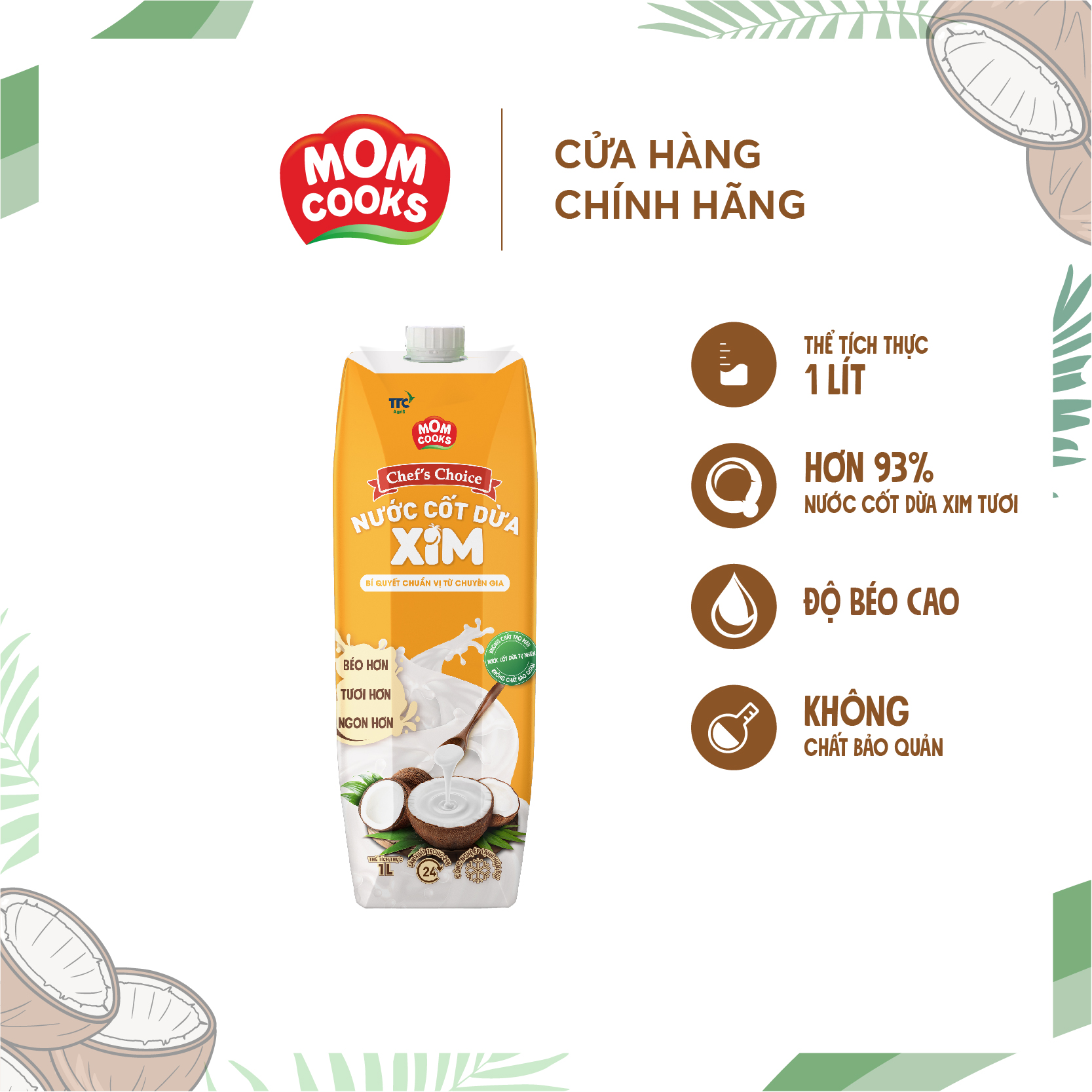 Nước cốt dừa xim chef's choice - mom cooks 1000ml/hộp